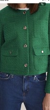 Phase Eight Ripley Tweed Emerald Green Dressy Gold Button Jacket Size 10 Lined