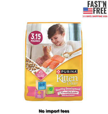 Purina Kitten Chow Healthy Development with Real Salmon Cat Food, 3.15 lb Bag