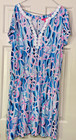 Lilly Pulitzer SS Romper shorts shirt Pink Anchors blue/white White trim lace XL — photo 1