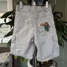 JNCO X-PLORE Kids Size 6 Embroidered 8" Baggy Cargo Khaki Shorts Rare Skater