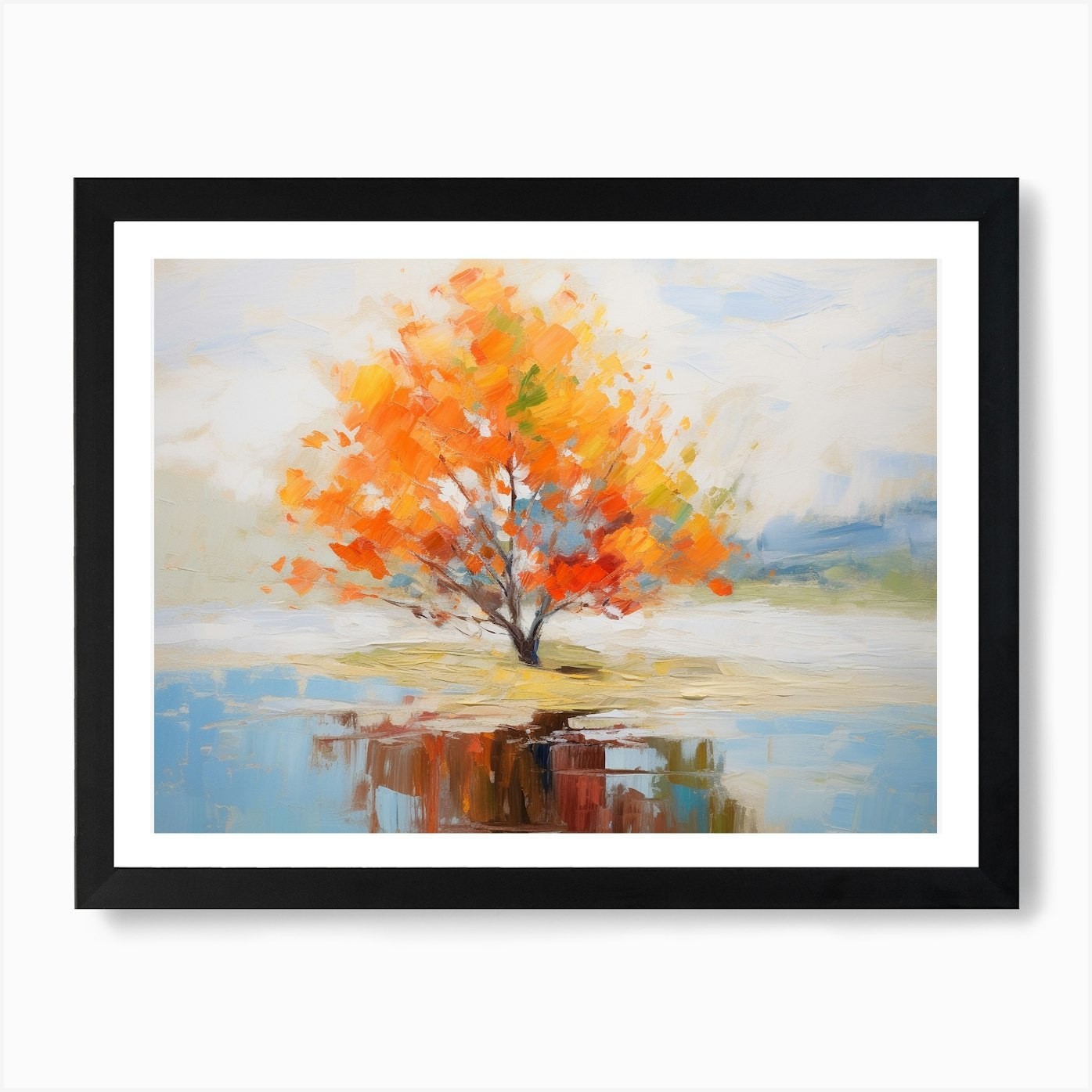 Framed Tree in Water Art Print Canvas Wall Decor Picture