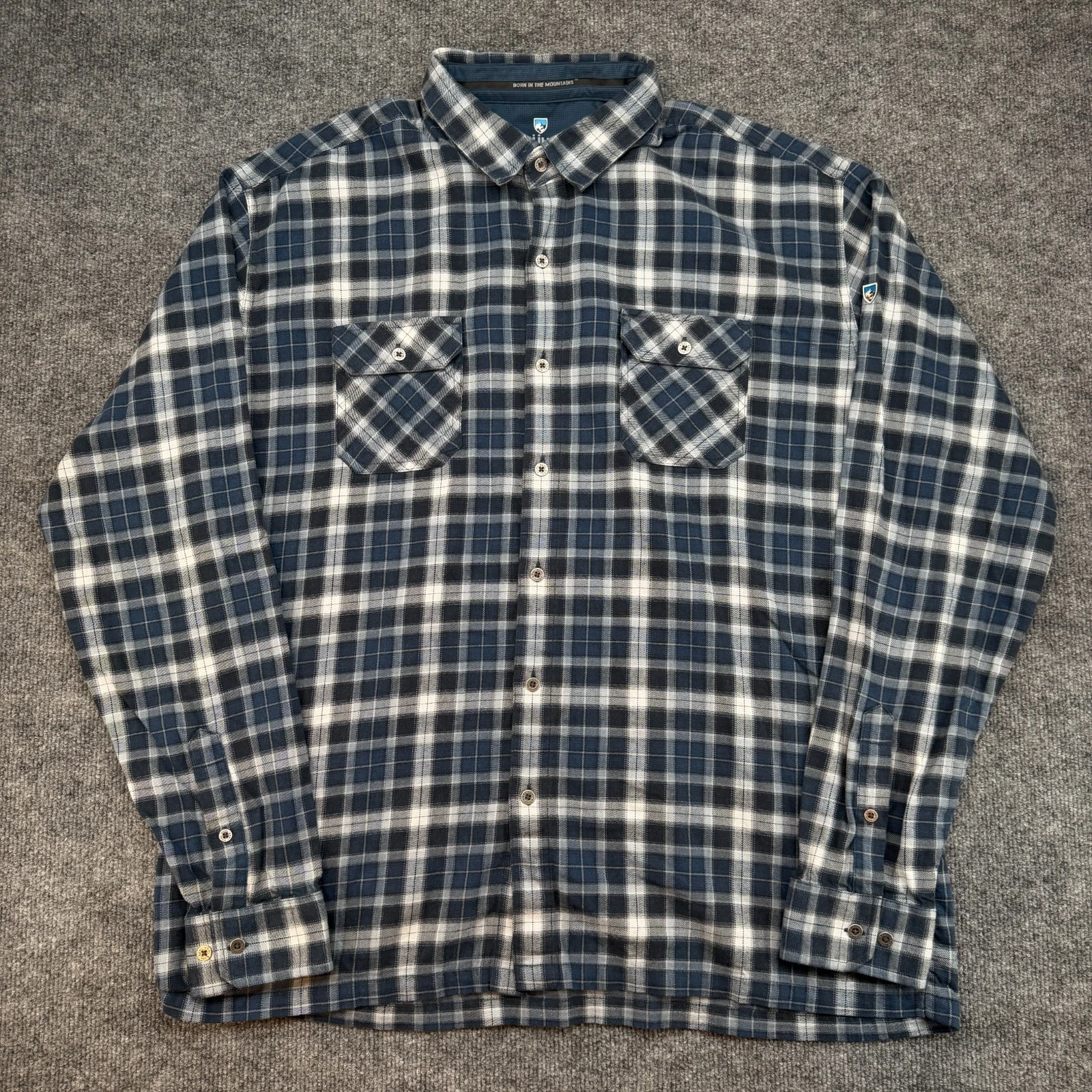 Kuhl Dillingr Flannel Shirt Mens XXL Blue Plaid Outdoor Casual Fall Work 7186