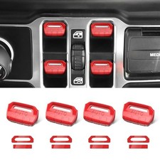 4PCS Upgraded Window Switch Button Cover Compatible with 2018-2026 Bright red