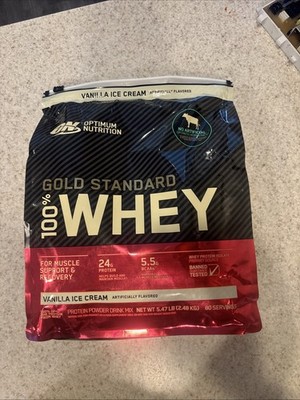 Gold Standard Whey Protein Powder Vanilla Ice Cream 5.46 Lb Bag. 80 Servings