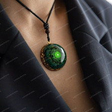 Malachite Orgone Necklace Green Crystal Spiritual Protection Amulet Pendant