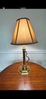 Two Vintage Solid Brass Candlestick Lamp With Scrolled Brass Handle — photo 1