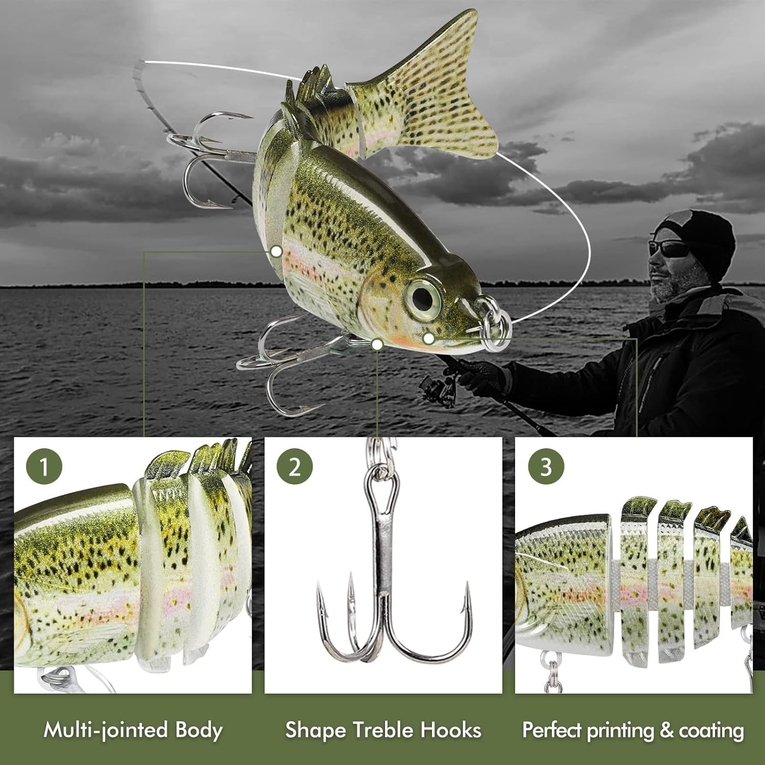 Ultimate Lifelike 3in Fishing Lure: 6-Segment Swimbait for Bass & Pike Fishing - Image 6