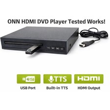 ONN HDMI DVD Player ONA19DP005 Built-In TTS USB Port Tested Works No Remote