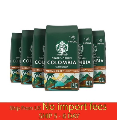 Starbucks Ground Coffee, Mediu...Single-Origin Colombia, Six 12 oz Bags  (a19.5)