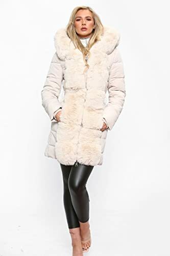 Kraftd Mujer Abrigo Largo Acolchado Capucha Sintética Damas Abrigo de Invierno Chaqueta Larga - Imagen 16 de 17