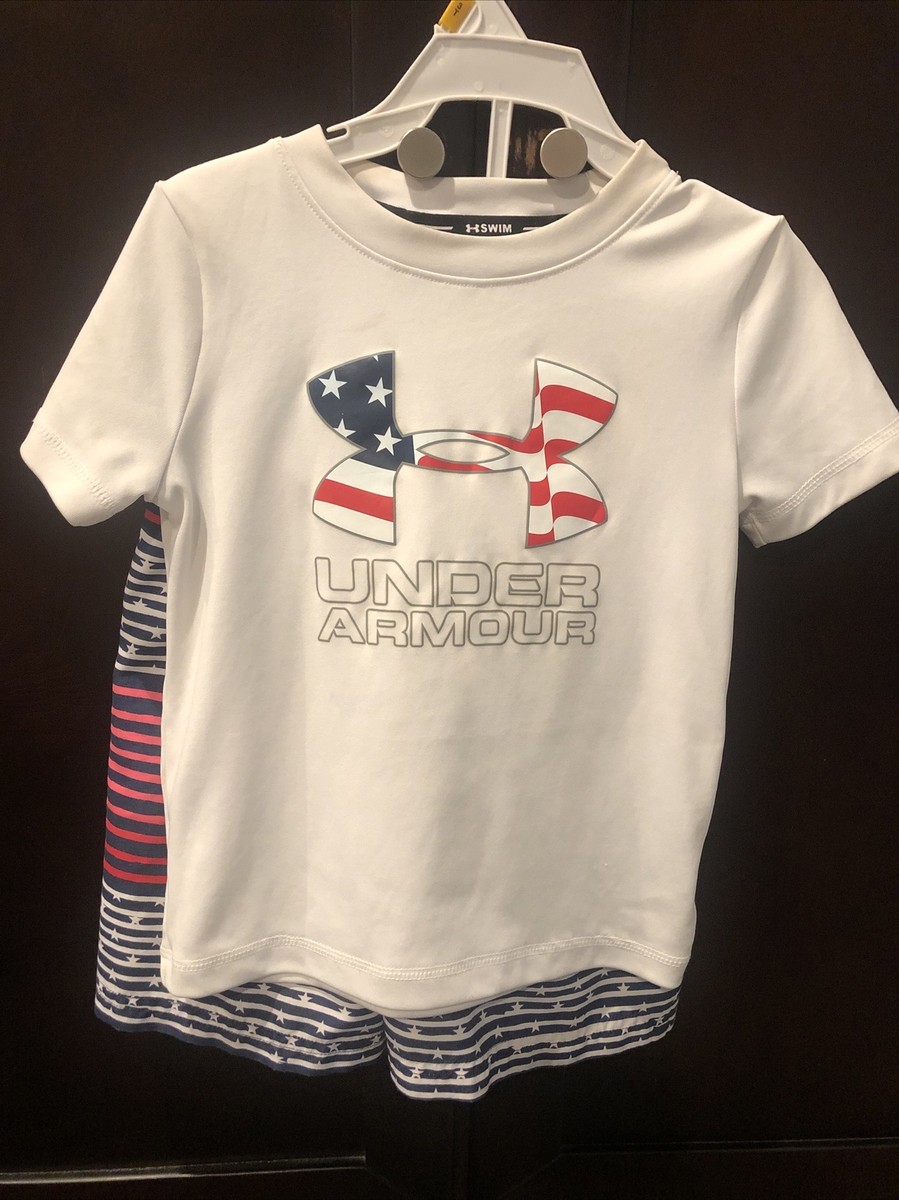 Under Armour 4T USA Flag Red/White/Blue Matching Set 2 Piece