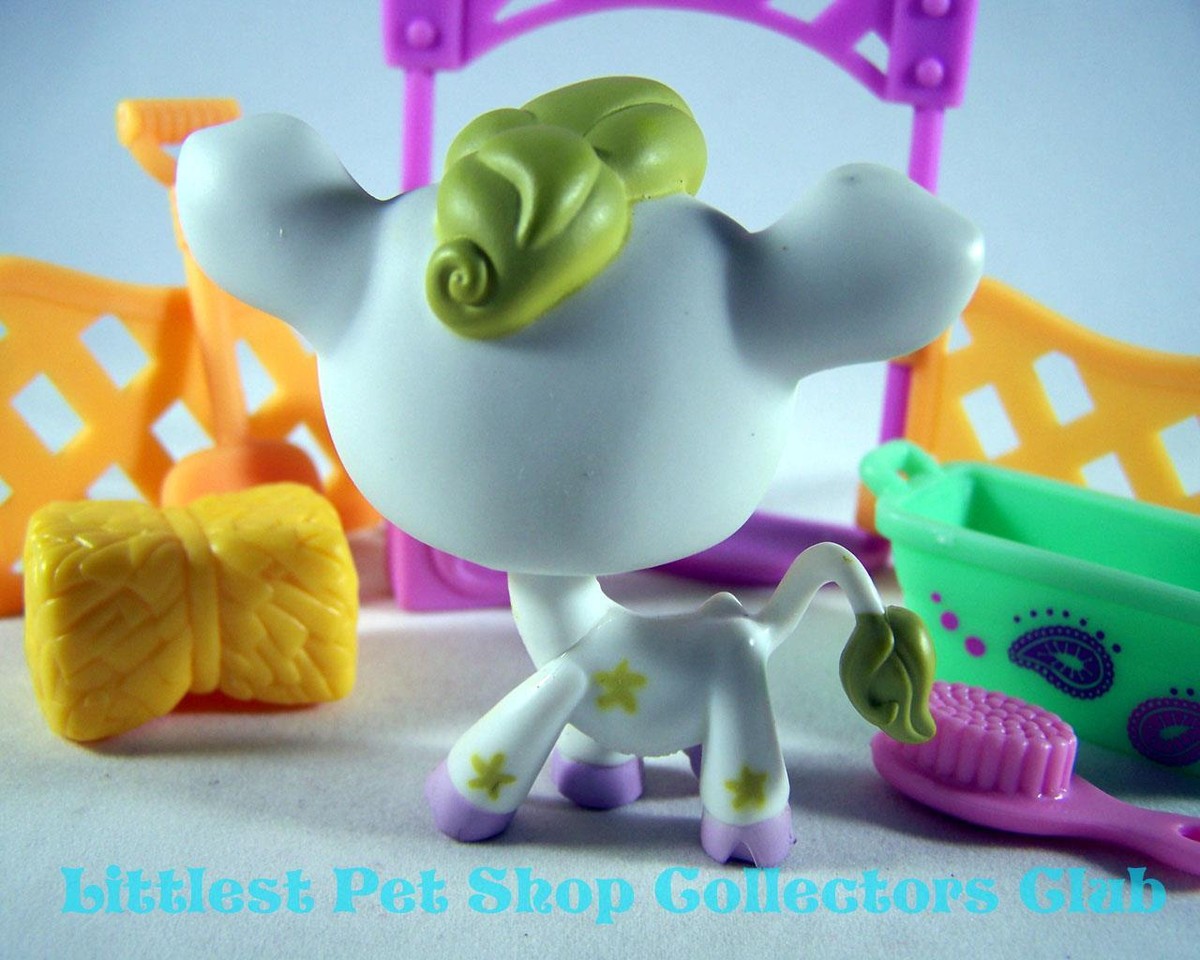 Littlest Pet Shop '07 White COW w/Stars lot #783 Super Rare