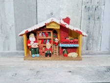 Santa's Christmas Shop Holiday Resin Statue House Scene