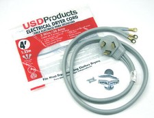 Clothes Dryer Power Cord 3 Prong Wire 30 Amp 4' Foot 10/3 Gauge Wire Heavy Duty