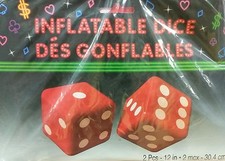 Set of 2 Giant Large Inflatable Red Toy Dice Gambling Casino Craps Favor Decor