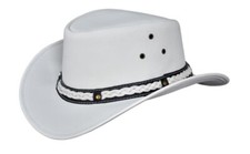Men and Women White Genuine Leather Western Cowboy Hat