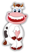 Funny Cow Cartoon Car Bumper Sticker Decal