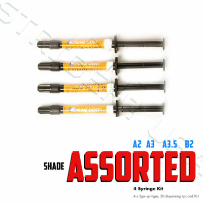 PRIME DENT FLOWABLE COMPOSITE ASSORTED - 4 SYRINGE KIT - VLC (A2,A3,A3.5,B2)