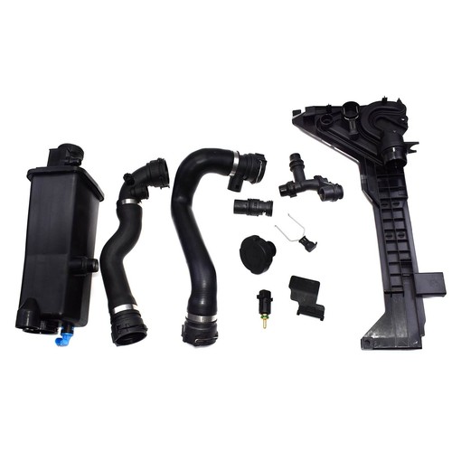 9Pcs Kit Expansion Tank Cap Thermostat Hoses Sensors Mounting Plate For