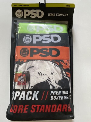 PSD Core Standard Premium Boxer Briefs Switchblade 3 Pack Size Large New