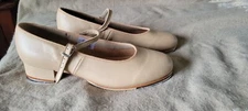 BOLCH Ladies Tap-On Leather Tap Shoes - Beige - Size 9 M.