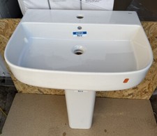 Roca Adena 600mm X 450mm 1TH Bathroom Basin And Pedestal 3270u1000
