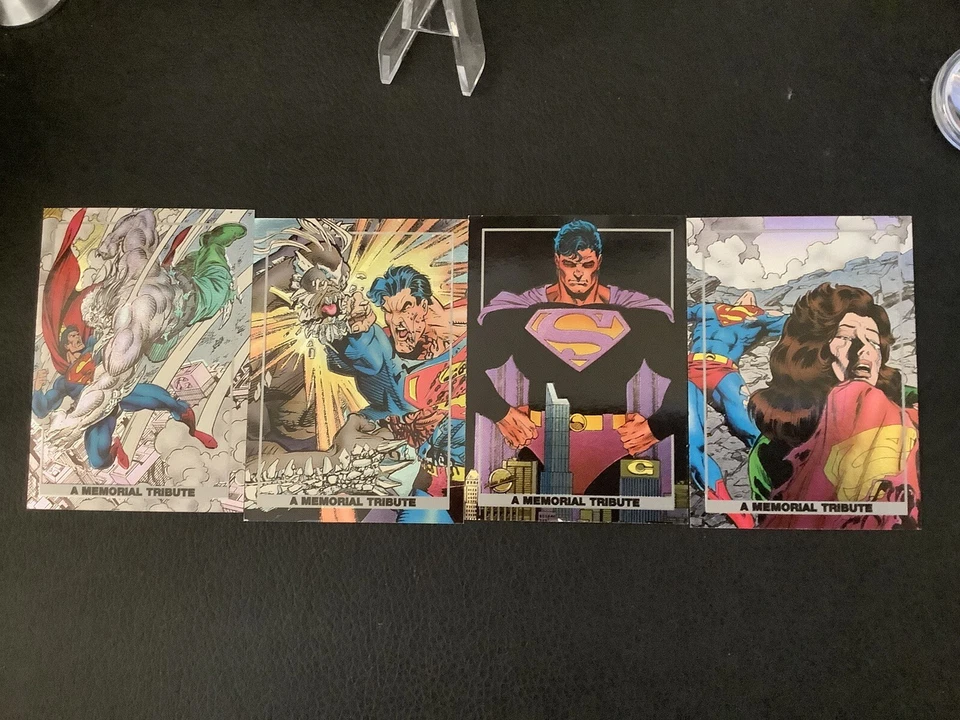 1992 Skybox Death of Superman Memorial Tribute!(4 Spectra-Foil);Bleeding S Foils - Image 2 of 4