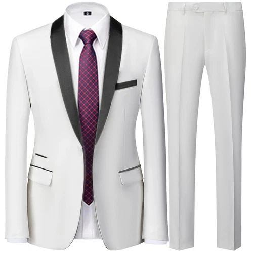Ensemble de 3 pièces costume de mariage homme manteau pantalon gilet robe de marié blazers veste pantalon - Photo 24/52