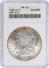 1902-O VAM 31A Morgan Silver Dollar MS62 ANACS