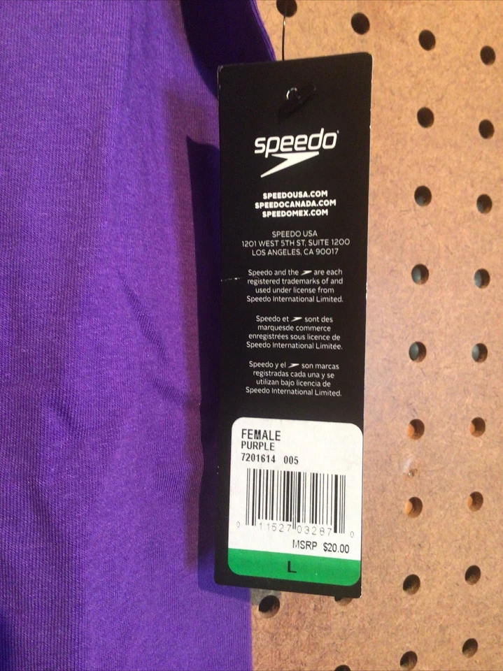 Camiseta sin mangas deportiva Speedo para mujer nueva con etiquetas púrpura logotipo de natación grande o mediana Foto 4 de 4