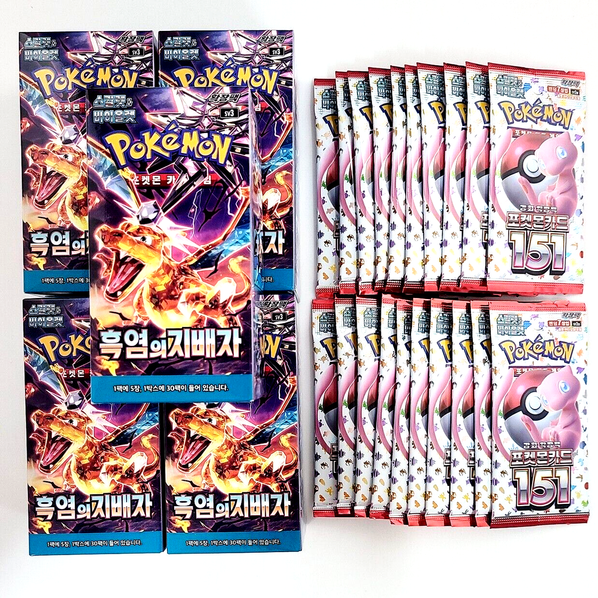 Obsidian Flames 5 BOXES + 20 PACKS 151 Pokemon TCG Cards Booster