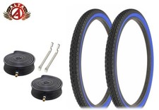 ALTA BICYCLE WIRE BEAD TIRE 24 x 2.125 BLACK/BLUE HEAVY DUTY DIAMOND 6pc SET.