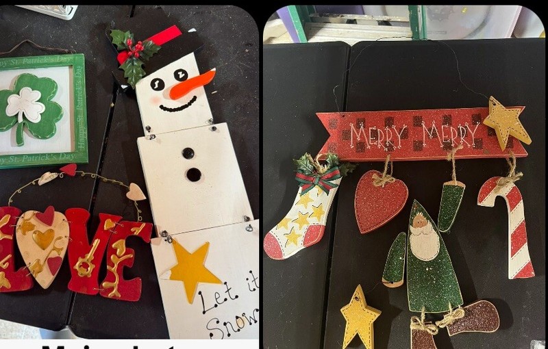 Front Door Decor, Set Of 4 Holiday/seasonal Wooden Hanging Items