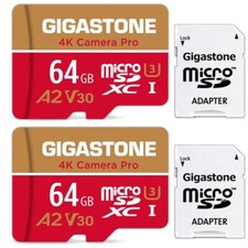 Gigastone 64GB 2PKMicro SD Memory Card V30 Nintendo Switch Compatible A1 Run App
