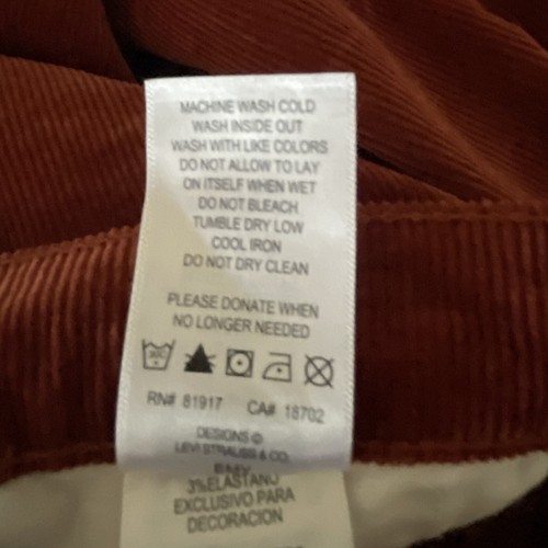 Levi's 511 Slim Youth Boys Corduroy Jeans Winetasting Red 28x28 16 Regular XL - Picture 8 of 9