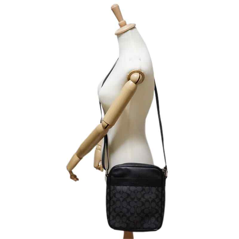 COACH F54788 Shoulder Bag Signature PVC Black Gray Unisex eBay