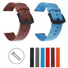22mm 24mm 18mm 20mm Retro PU Leather Strap Black Buckle Band Watch Bracelet Pins