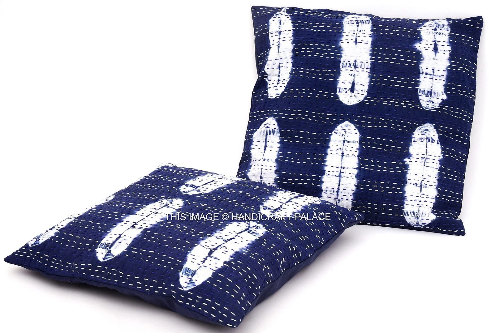2 PC Tie Dye Abstract Indien Cotton Throw Kantha Cushion Cover Ethnic Decor Sham