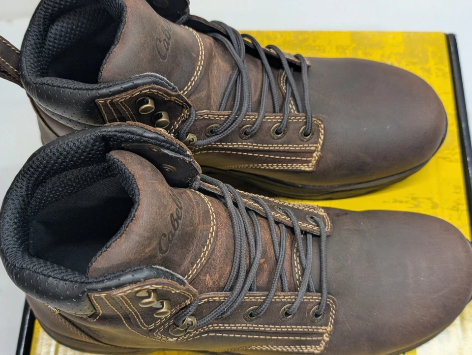 Cabela's Botas de Trabajo Ledger Cuello Áspero 6" Para Hombre 11.5M Marrón Impermeables Foto 3 de 4