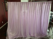 NEW Lavender Satin And White Tulle Backdrop Panels Wedding 200cm x 200cm
