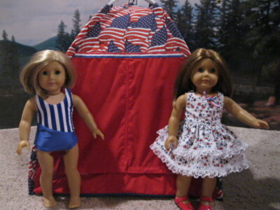Doll Tent and Sleeping Bag Camping Set New Handmade Flags Fits American  Girl