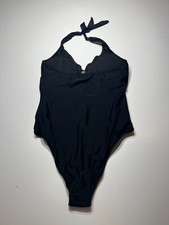 NEW Black Halter Neck One Piece Swimsuit Twist Front Tummy Control Womens Large