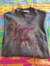 KENZO JEANS Embroidered Floral Logo Pullover Long Sleeve Sweatshirt SZ Large
