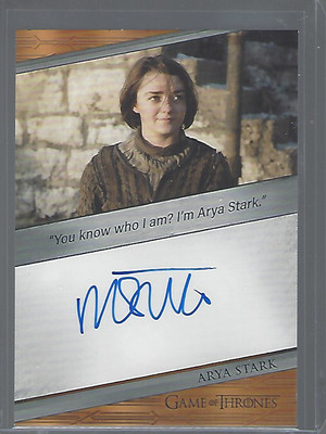 Game of Thrones Legends of the Realm Maisie Williams (Quotable) Autograph