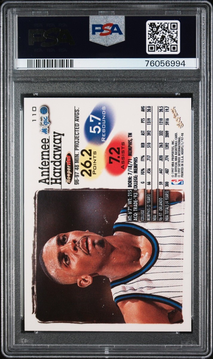1997 NBA Hoops Anfernee Hardaway #110 Orlando Magic PSA 8 Pop 1