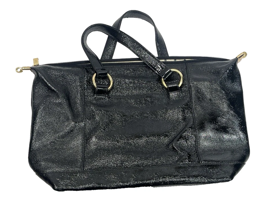 Сумочка Hobo International черная лакированная кожа гофрированный золотой акцент - Изображение 2 из 4