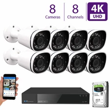 8CH NVR Security Camera System w/ 8 x 4K 3X Optical Zoom Microphone Camera (2TB)