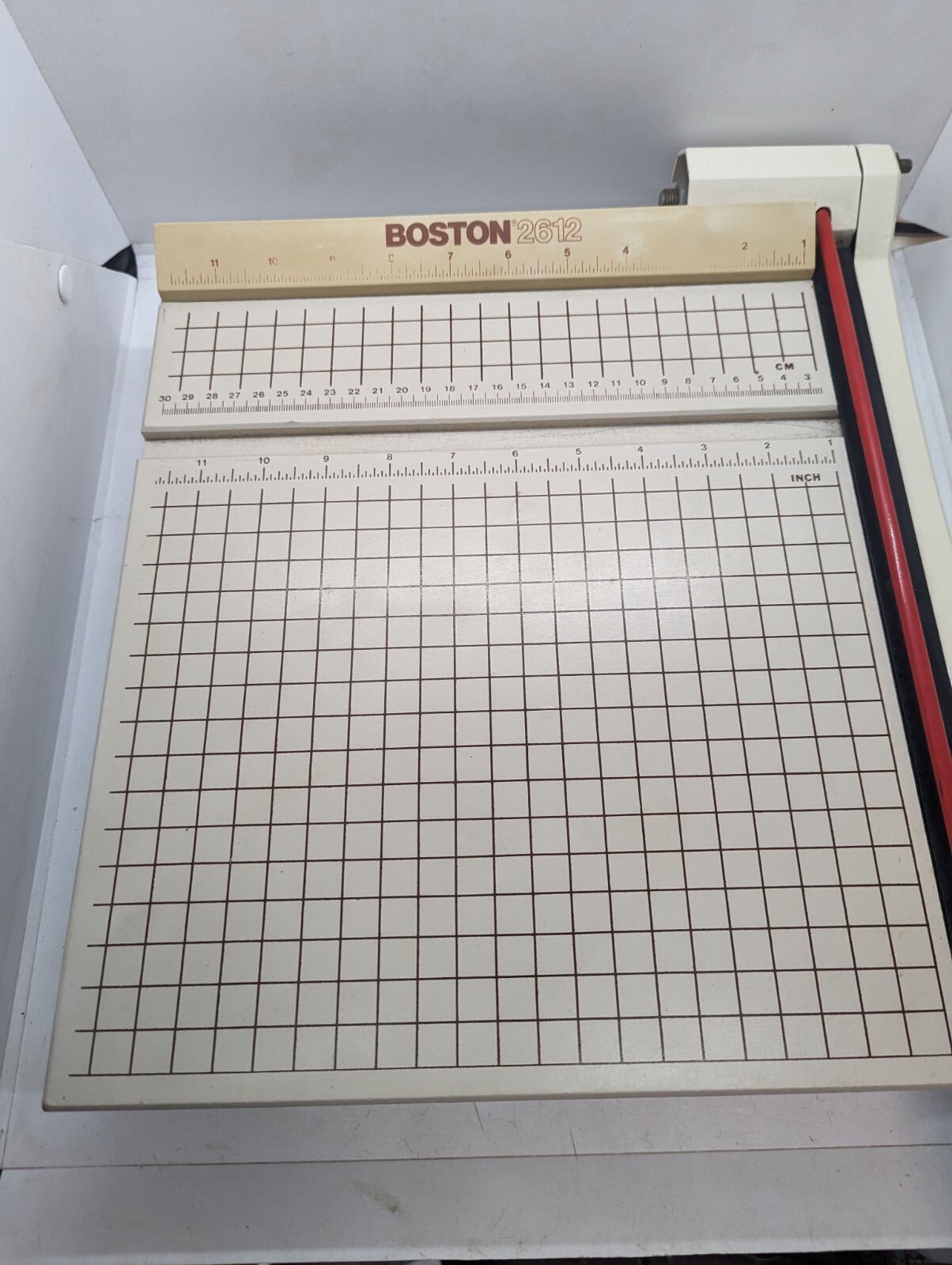 Vintage Boston 2612 Paper Cutter Trimmer Heavy Duty Wood & Metal 12