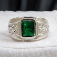 Emerald Octagon Cut Gemstone With 925 Sterling Silver Ring For Men's 918