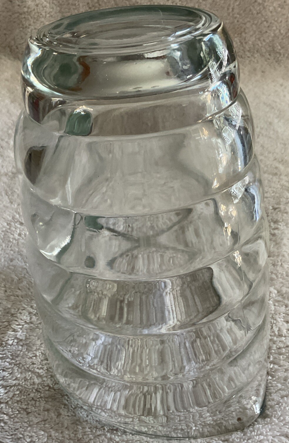 Vintage Glass Beehive Ribbed Beverage Pitcher MCM Mid Century Modern